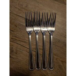 Lot Wallace CONTINENTAL BEAD Dinner Forks Four (4) 18/10 Stainless 7 1/2"
